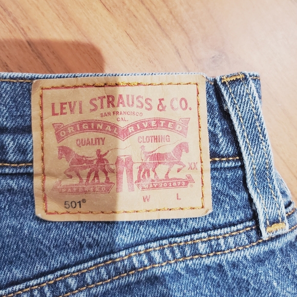 LEVIS (ARITZIA) 501 High Rise Denim Shorts Cut Offs - Picture 4 of 15